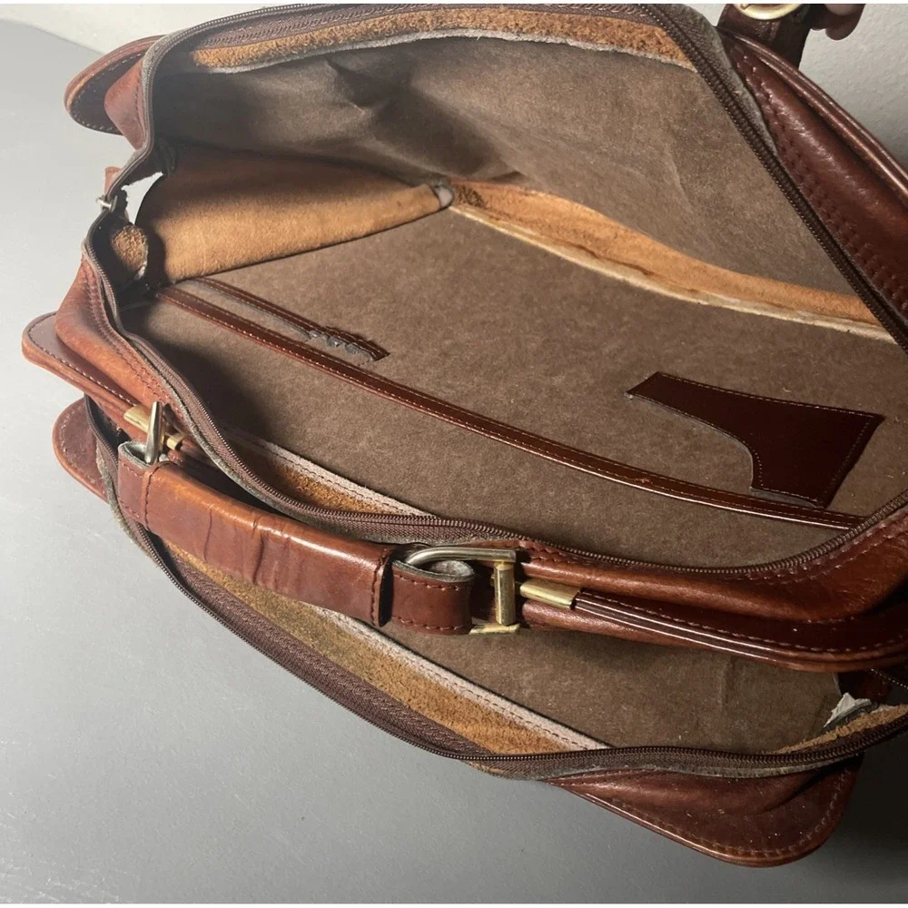 Men's Leather Briefcase Messenger Satchel Bag